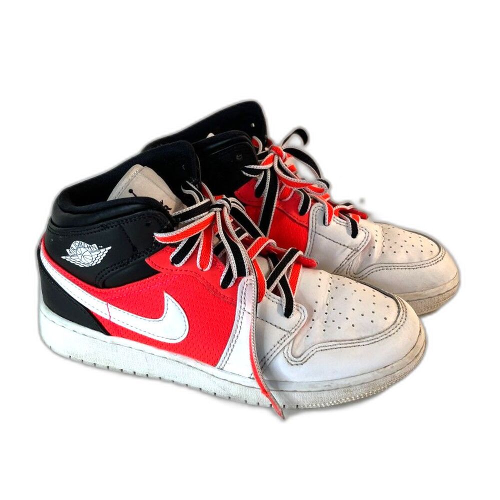 Nike Air Jordan 1 Mid GS White Infrared Size 5Y Sneakers